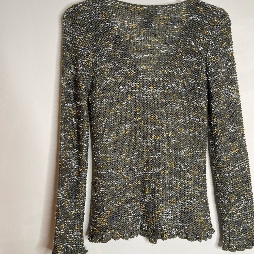 BCBGmaxazria Crochet Knit Button Down Confetti Sweater - Picture 4 of 9